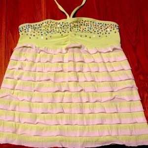 Girls lime green ruffled top with sequins. Size 12
